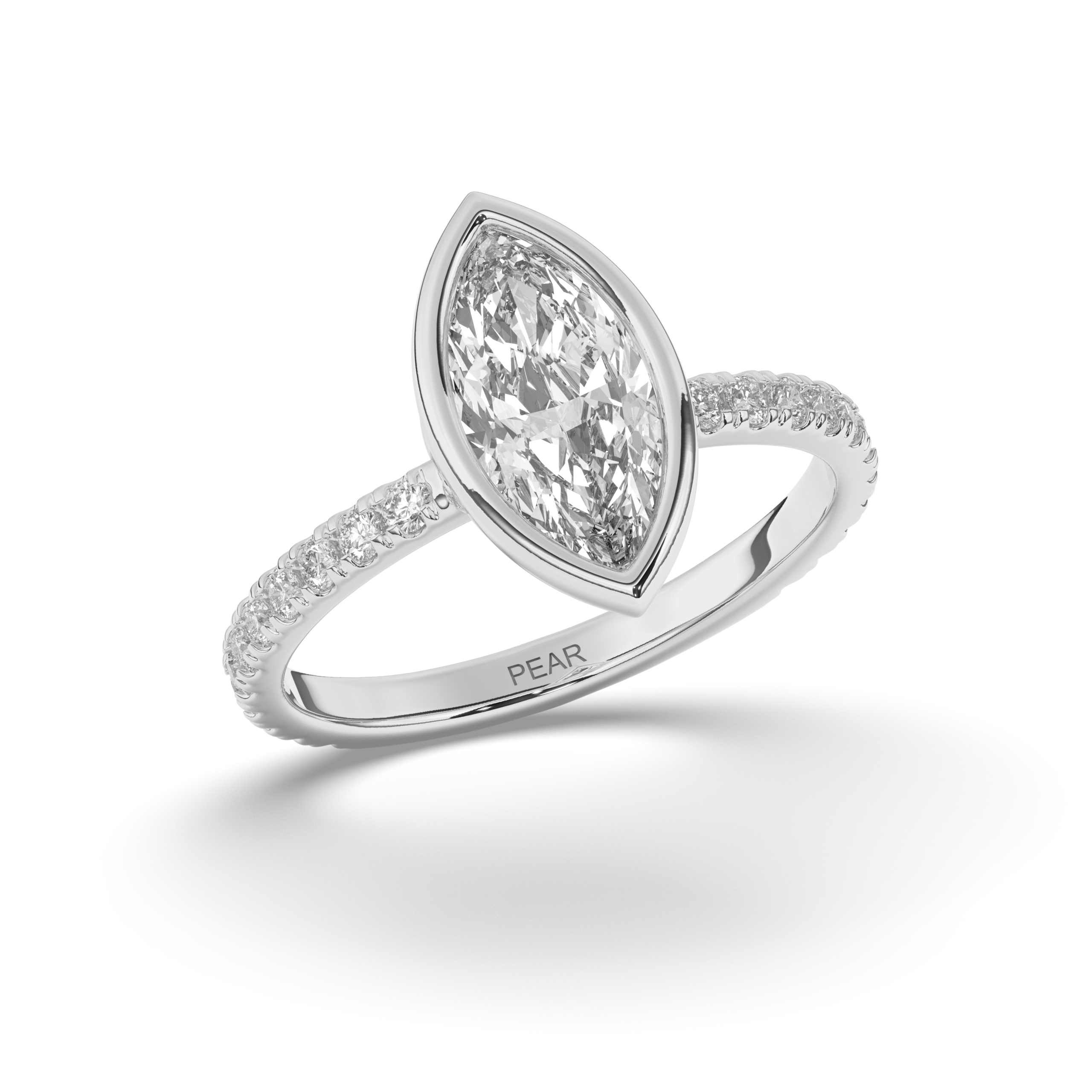 Marquise Bezel Lab-Grown Diamond Engagement Ring - Pear Jewels